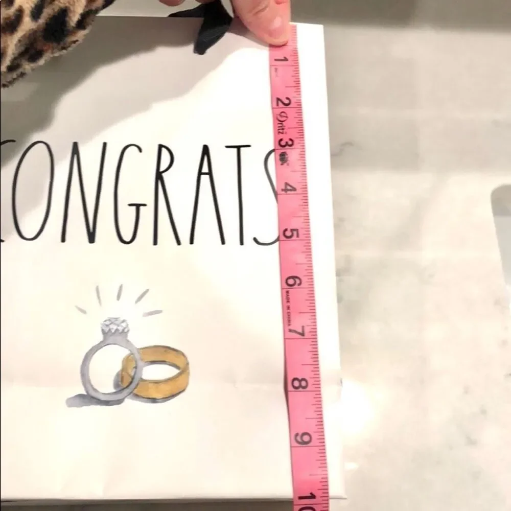 NWT Rae Dunn White CONGRATS Wedding Engagement Gift Bag w/ engagement ring card